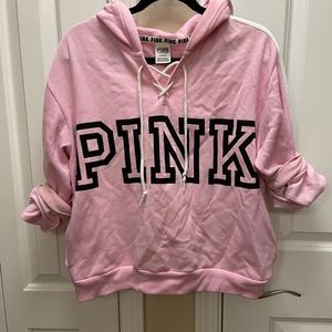PINK Lace Up Pullover